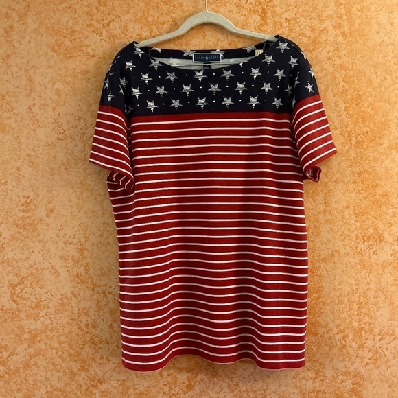🌿SALE🌿KAREN SCOTT Patriotic Blouse size OX - Picture 1 of 7